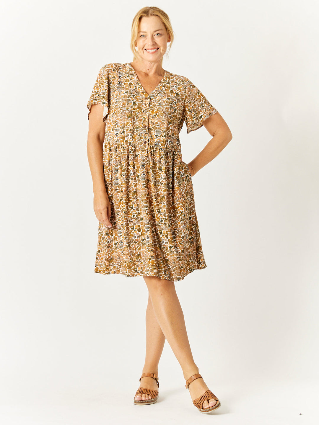Vee Flutter Sunshine Dress - Toffee- 32768