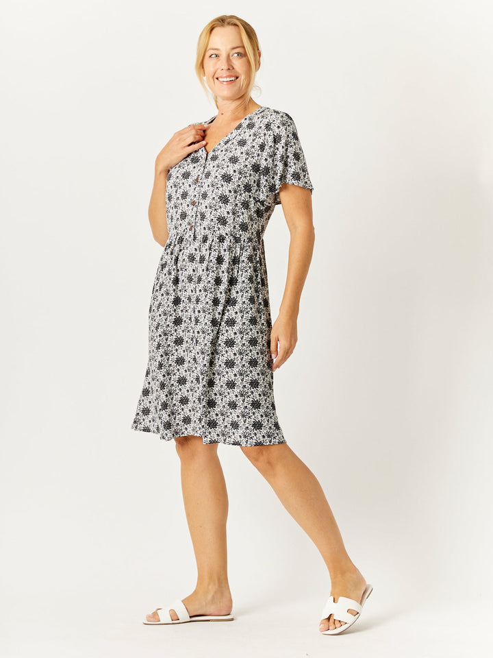 Vee Flutter Sunshine Dress - White/Black - 32768