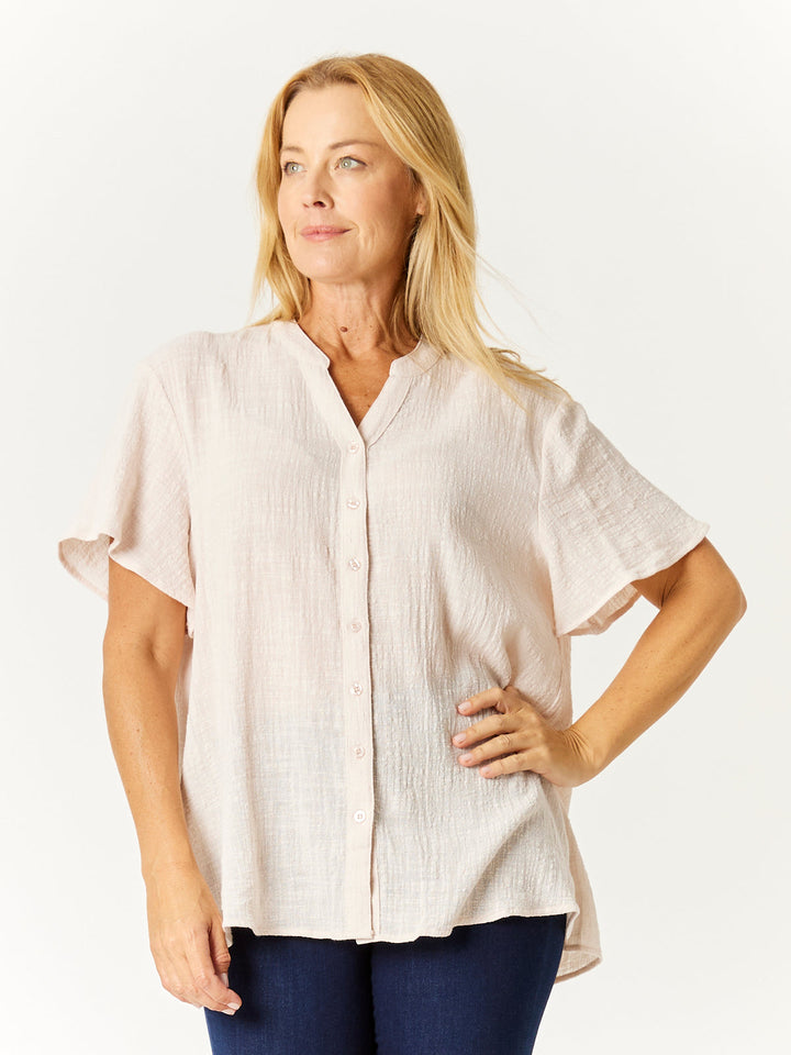 Nehru Flutter Shirt - Blush - 32769