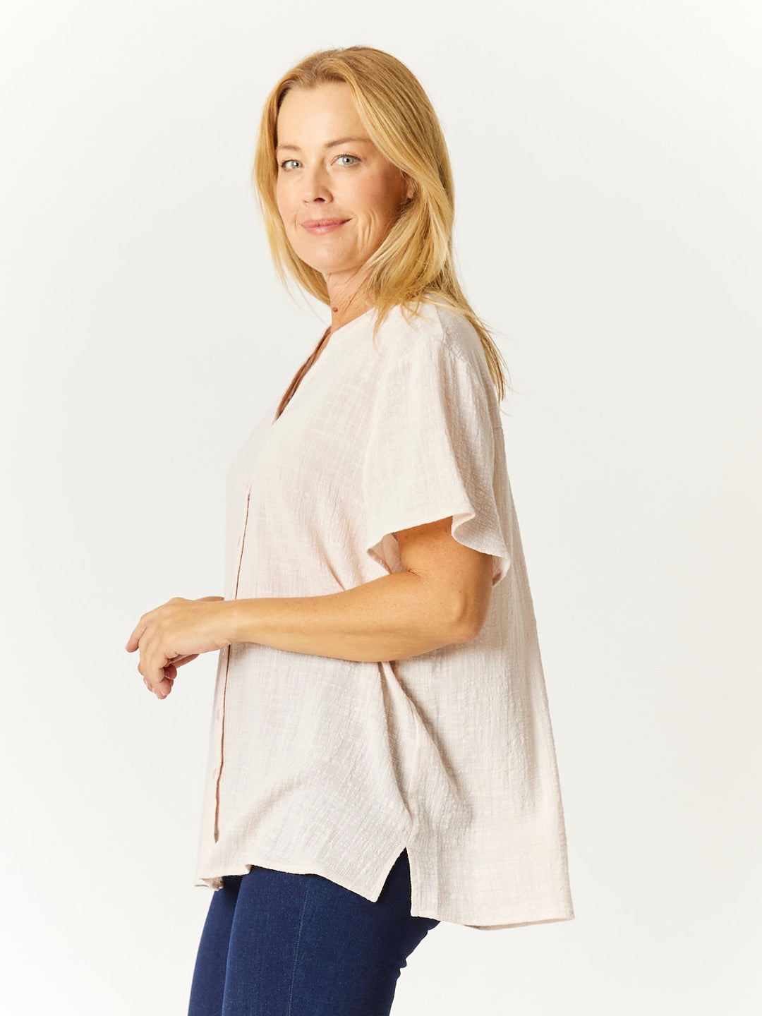Nehru Flutter Shirt - Blush - 32769