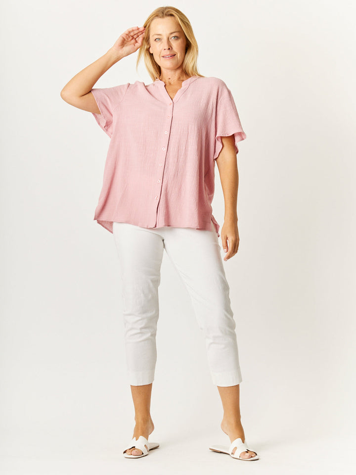 Nehru Flutter Shirt - Rose- 32769
