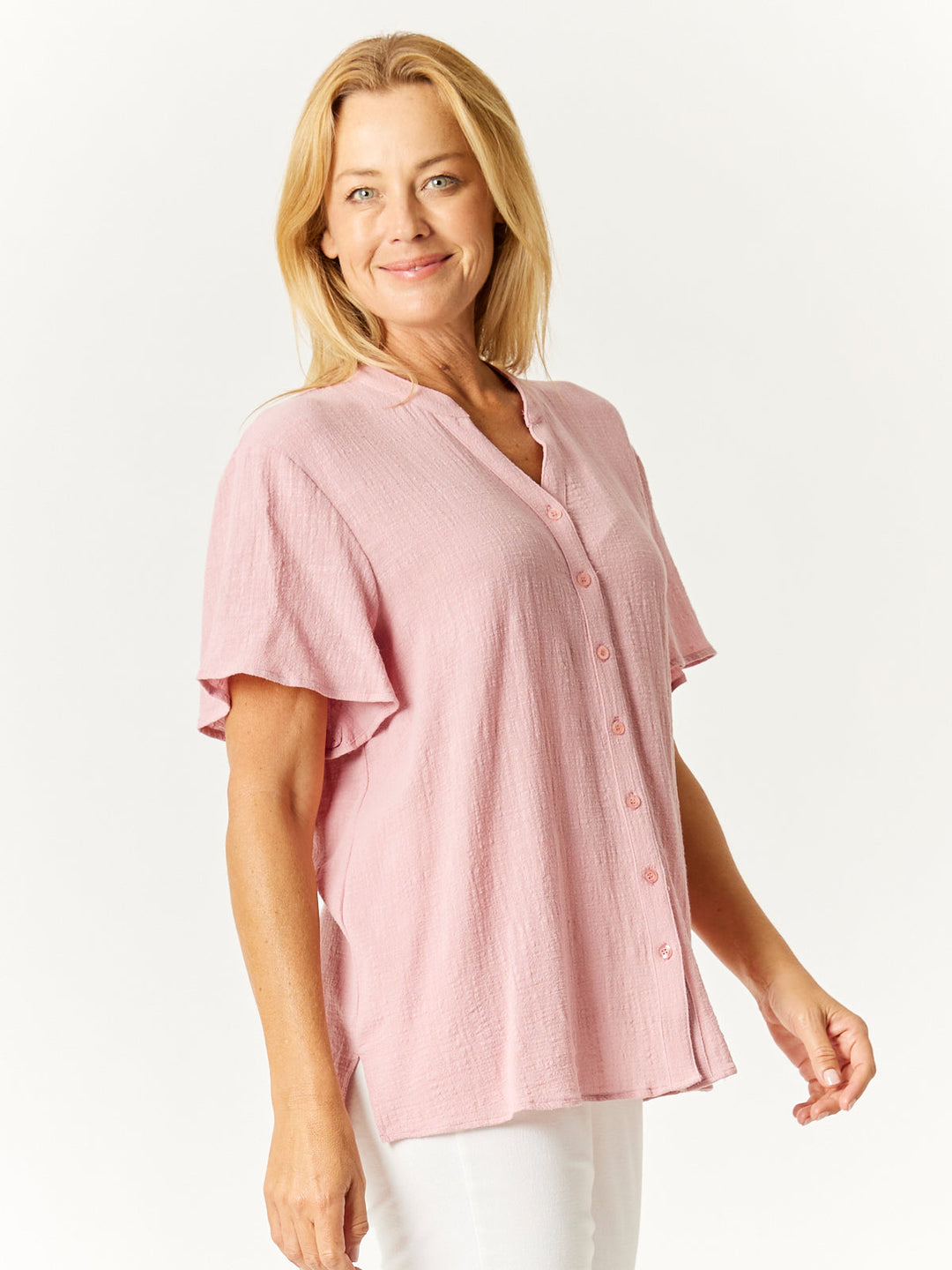 Nehru Flutter Shirt - Rose- 32769