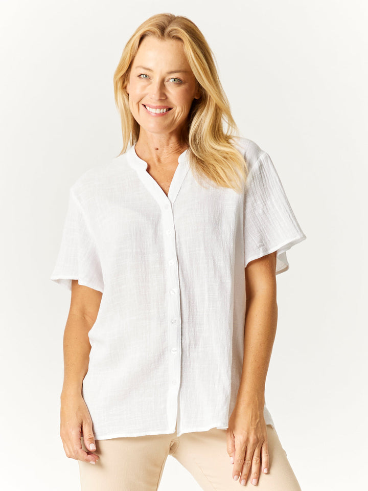 Nehru Flutter Shirt - White - 32769