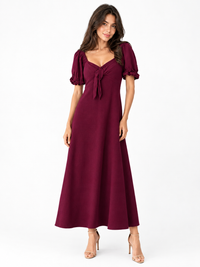Core Tye Front Dress - Wine - 32771