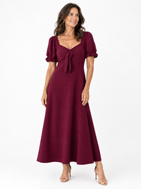 Core Tye Front Dress - Wine - 32771