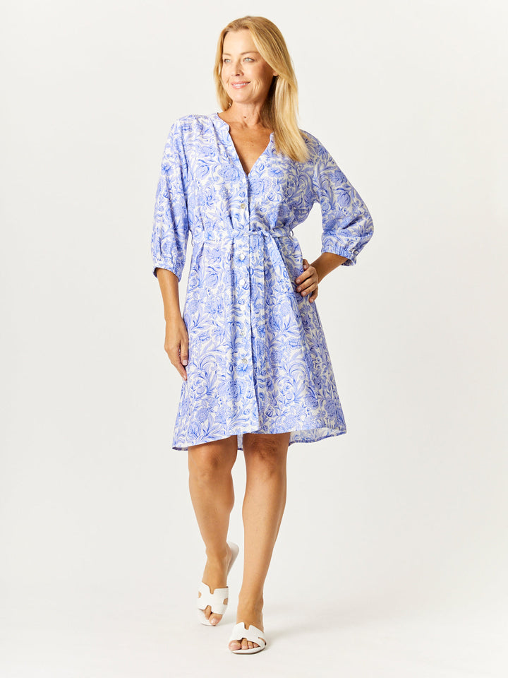 Tunic Shirt Dress - Blue - 32782