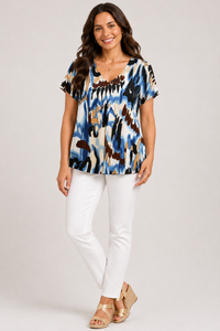 Vee Swing Flutter Top - Blue - 32887