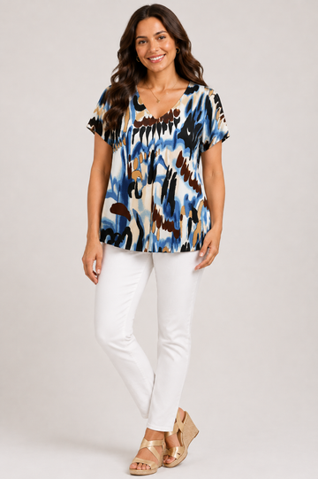Vee Swing Flutter Top - Blue - 32887 - 