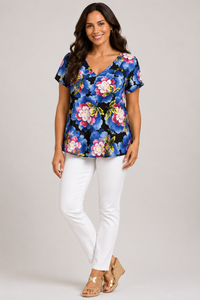 Vee Swing Flutter Top - Flower - 32887