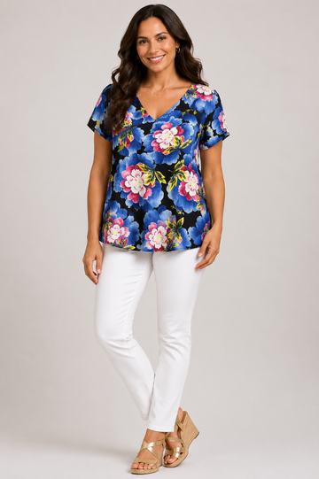 Vee Swing Flutter Top - Flower - 32887 - 
