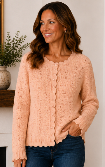 CoCo Embroidered Cardy- Peach- 33023 - Cordelia St