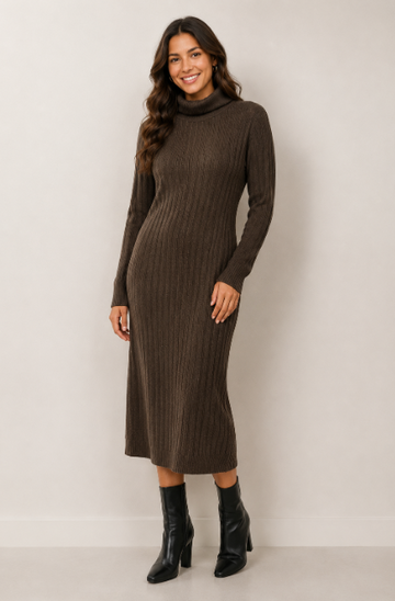 Knit Dress - Choc - 33024 - 
