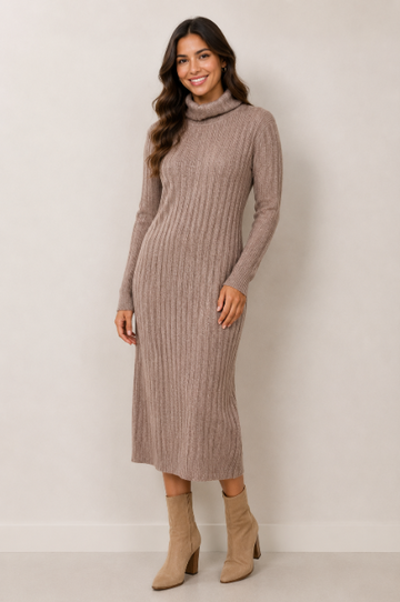 Knit Dress - Dusty Pink - 33024 - 