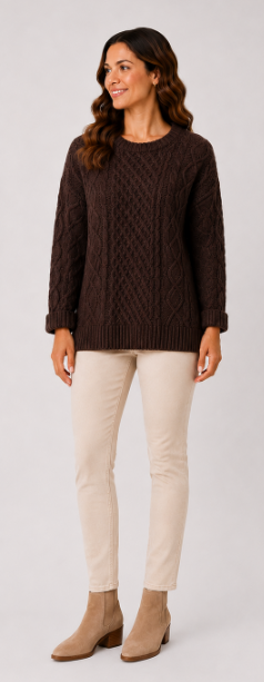 Cable Crew Knit - Choc- 33029 - 