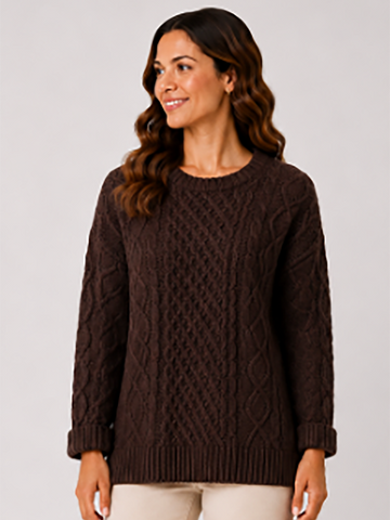 Cable Crew Knit - Choc- 33029 - ZERO QTY ITEMS
