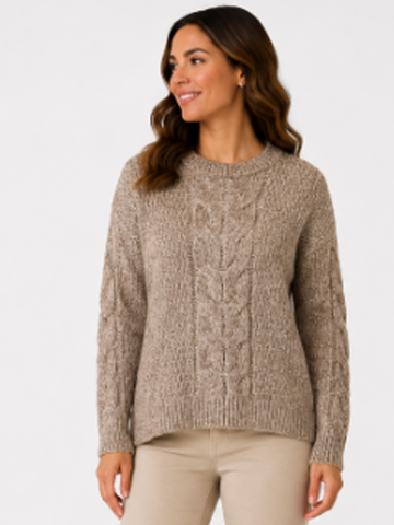 Crop Chevron Cable Knit - Latte- 33031 - ZERO QTY ITEMS
