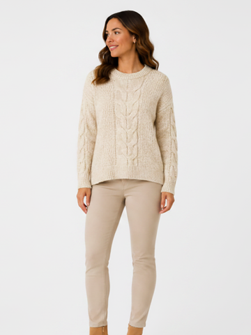Crop Chevron Cable Knit - Ivory - 33031 - All