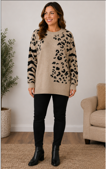 Animal Crew Knit - Beige- 33032  call  02 8565 6888 to back order - Cordelia St