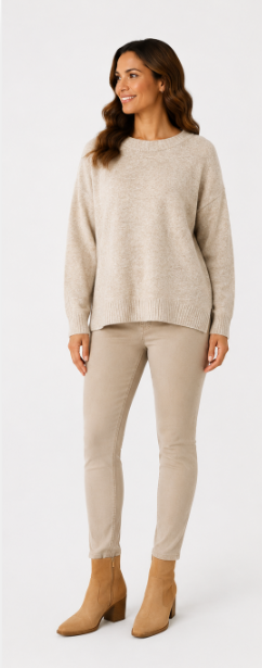 High Crew Knit - Beige- 33035 - 