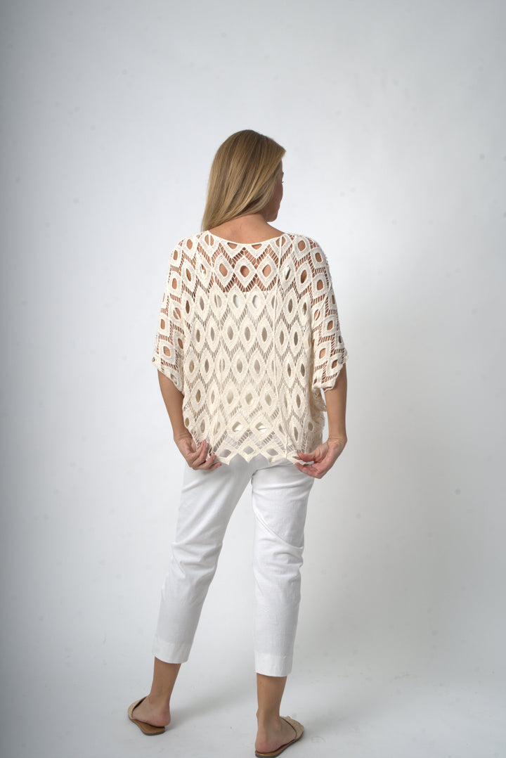 Diamond Crochet Top - Ivory - 33267