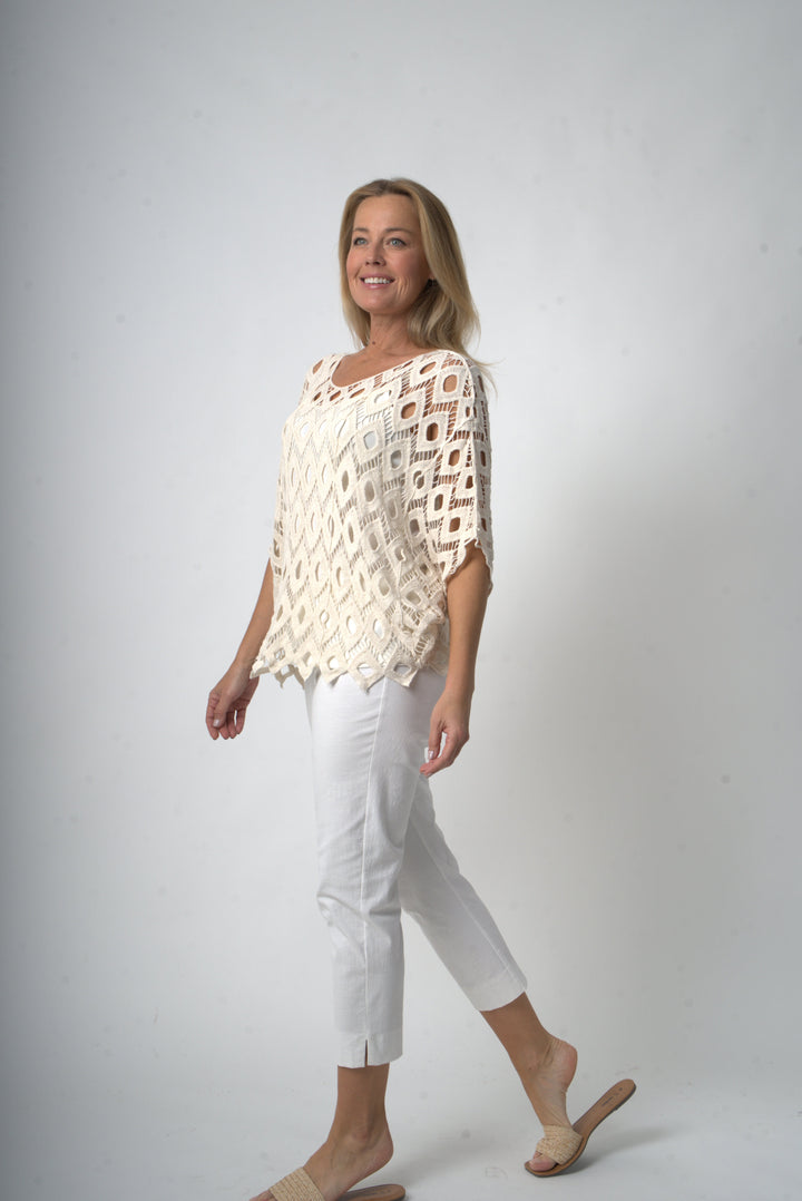 Diamond Crochet Top - Ivory - 33267