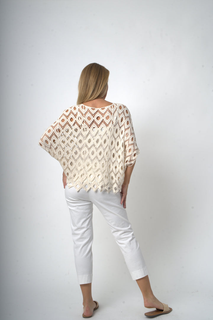 Diamond Crochet Top - Ivory - 33267
