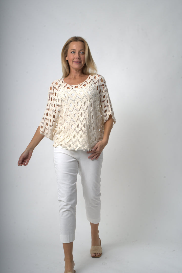 Diamond Crochet Top - Ivory - 33267