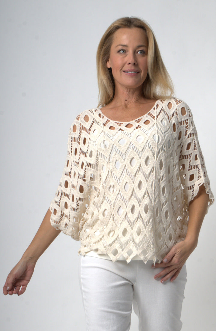 Diamond Crochet Top - Ivory - 33267