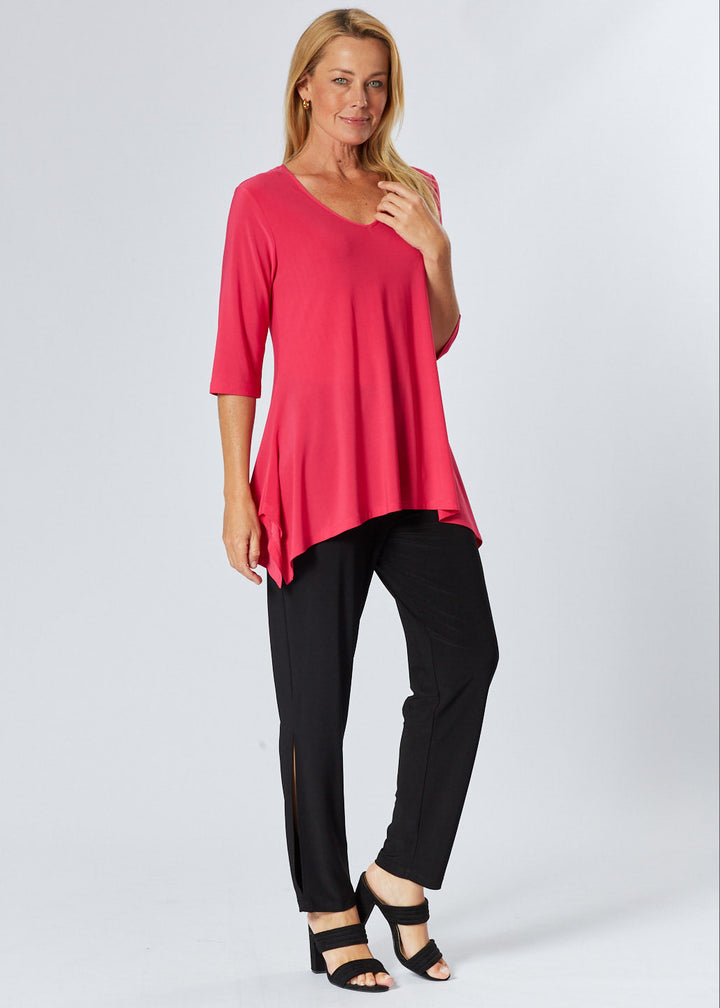 ANDREA VEE NECK JERSEY MID SLV- Magenta 26355