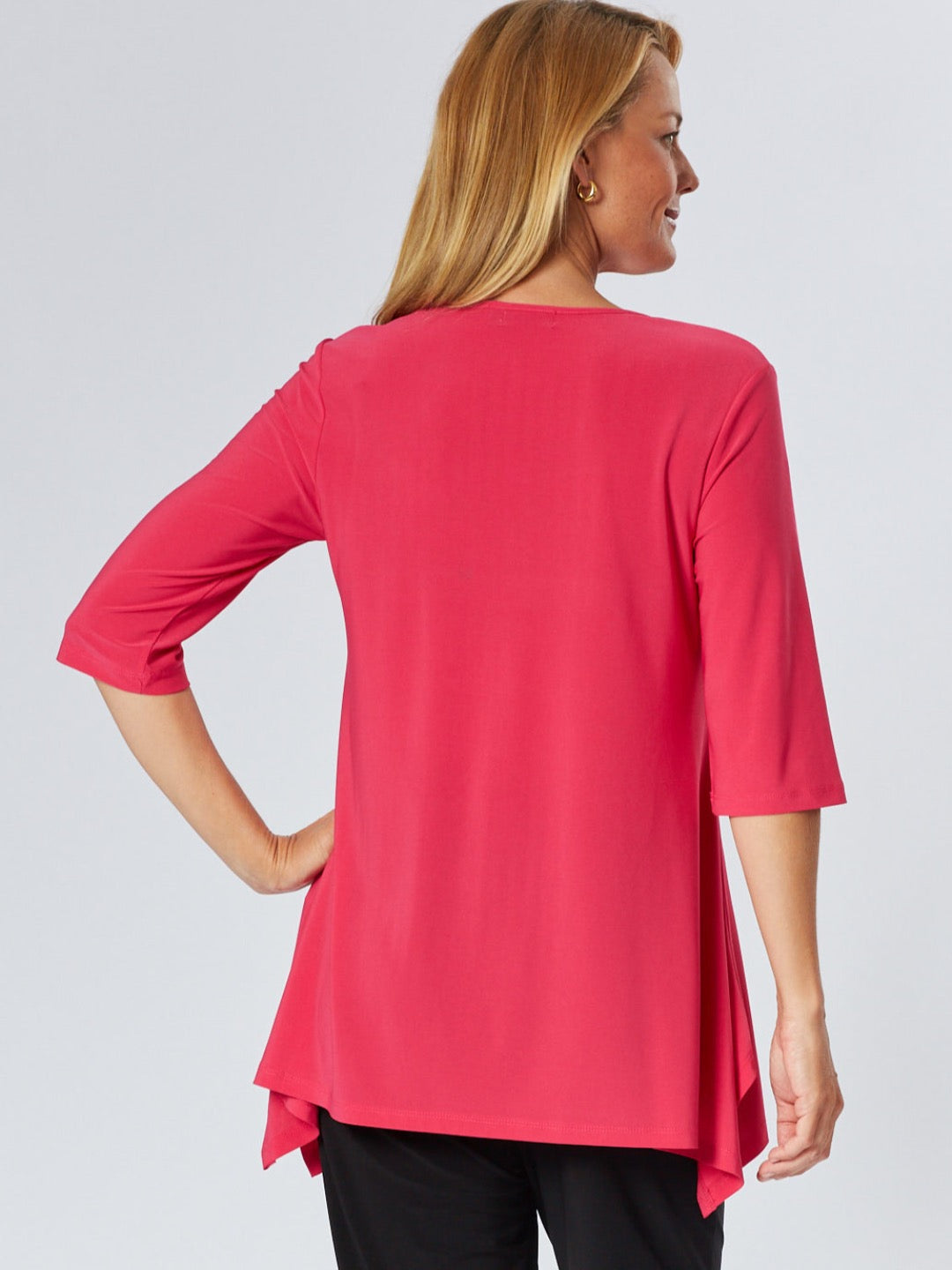 ANDREA VEE NECK JERSEY MID SLV- Magenta 26355