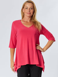 ANDREA VEE NECK JERSEY MID SLV- Magenta 26355