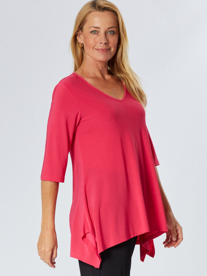 ANDREA VEE NECK JERSEY MID SLV- Magenta 26355