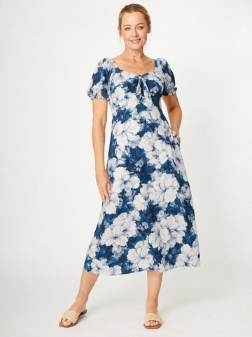 Puff Sleeve Rayon Dress- Floral - 31976 - 