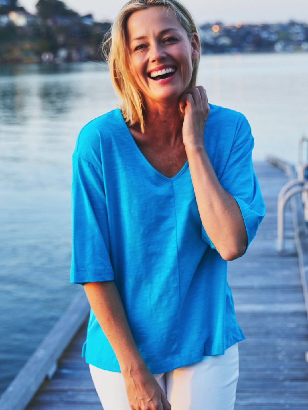 Olga Drop Shoulder Top - Turq 27512-S