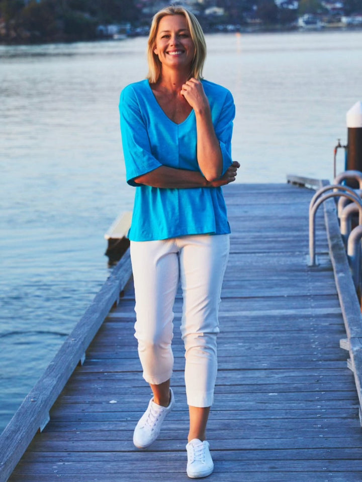 Olga Drop Shoulder Top - Turq 27512-S