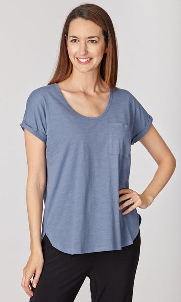 Cotton Blend Pocket Tee- Denim 22378-S - 
