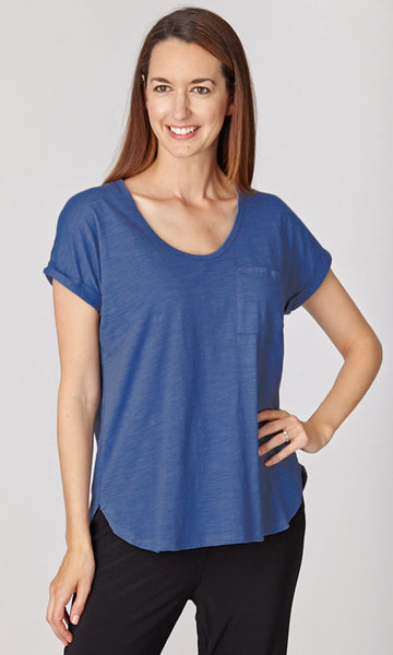 Cotton Blend Pocket Tee- Wedgewood 22378-S - 