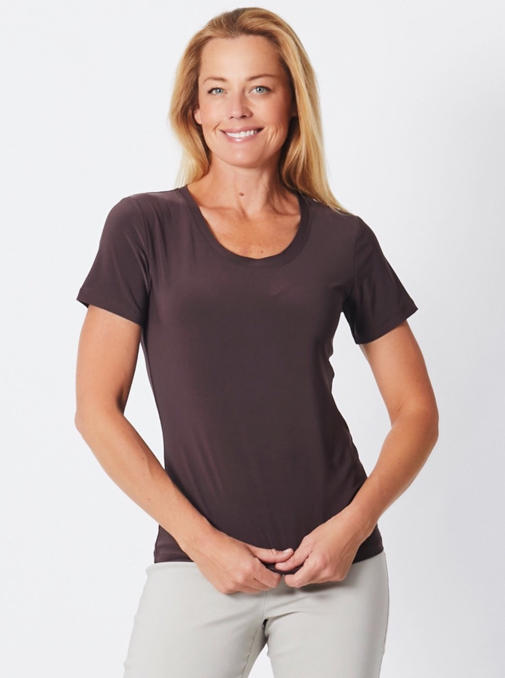 Tubular Short Sleeve Body Top -Latte - 10705