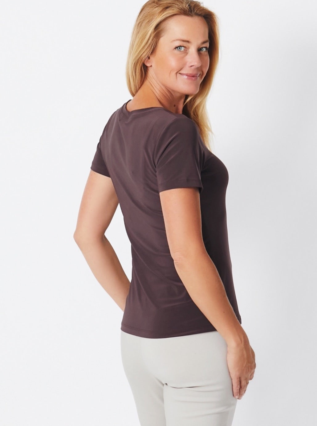 Tubular Short Sleeve Body Top -Latte - 10705