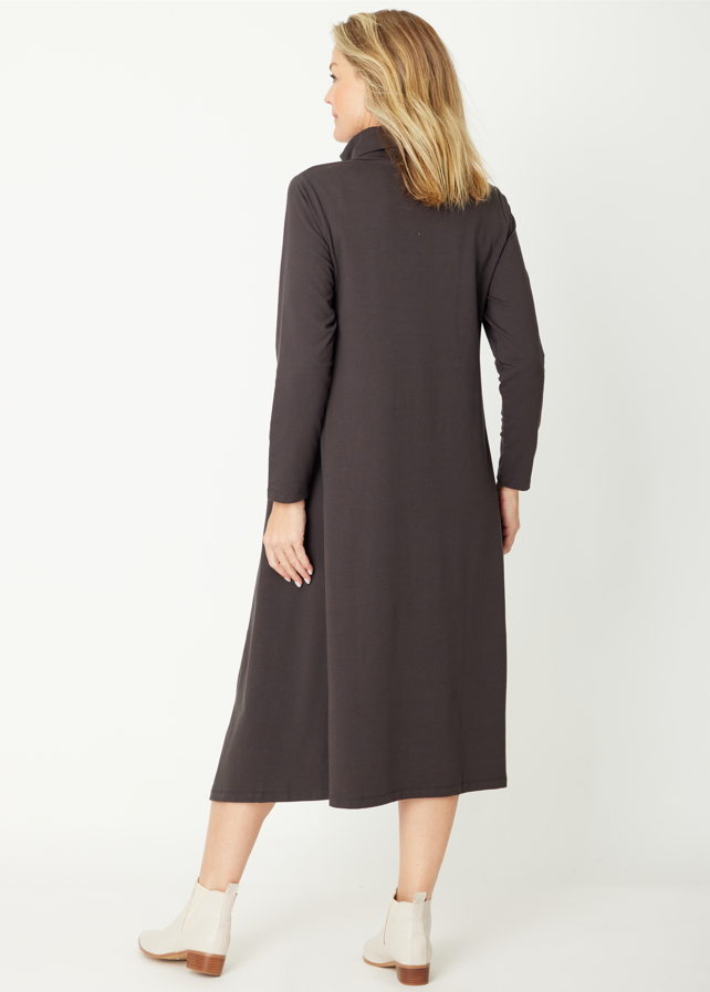 Margie Cowl Pocket Dress - Mocha - 30000