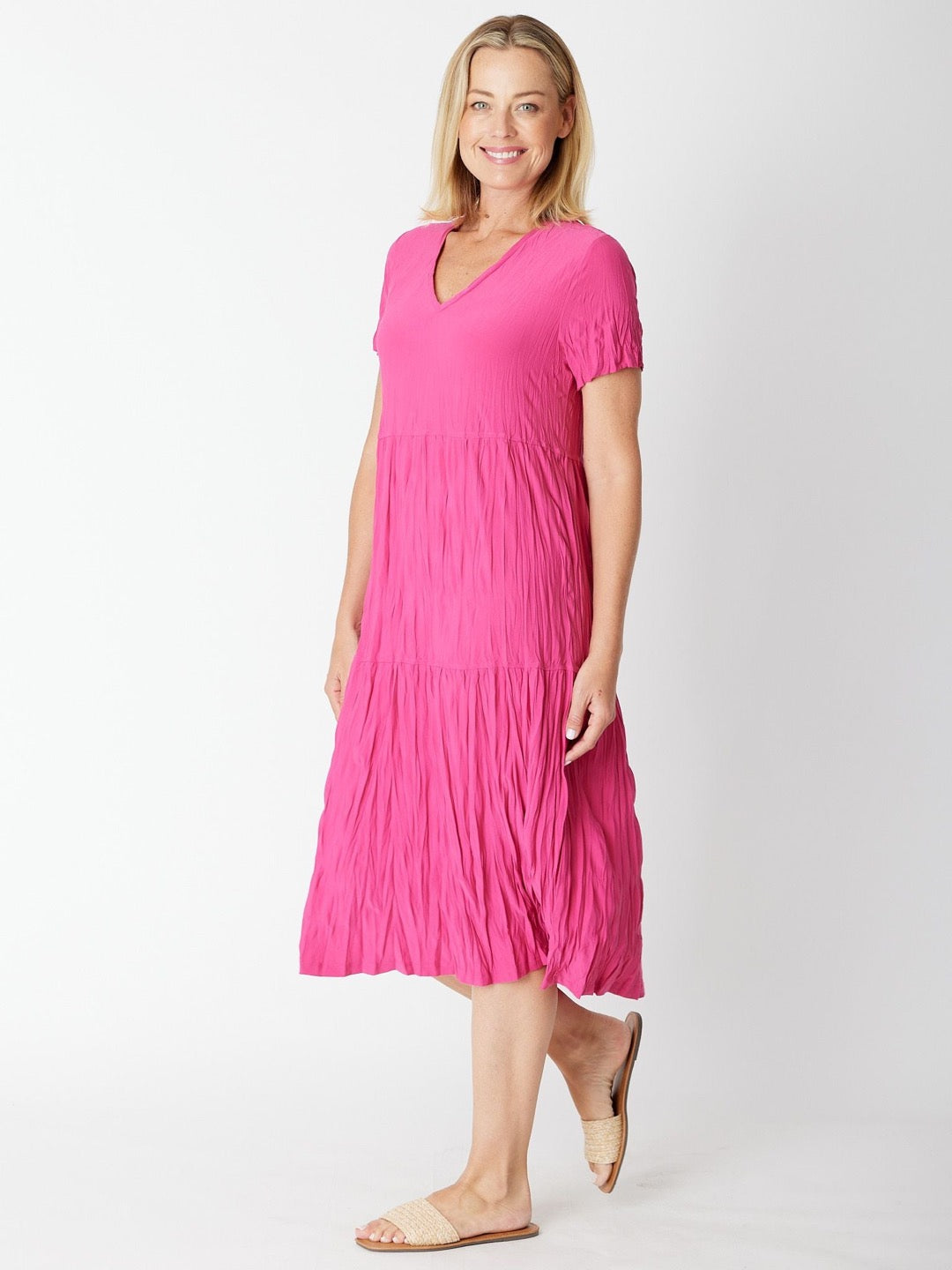 STELLA TIERED DRESS - Barbie Pink 29623