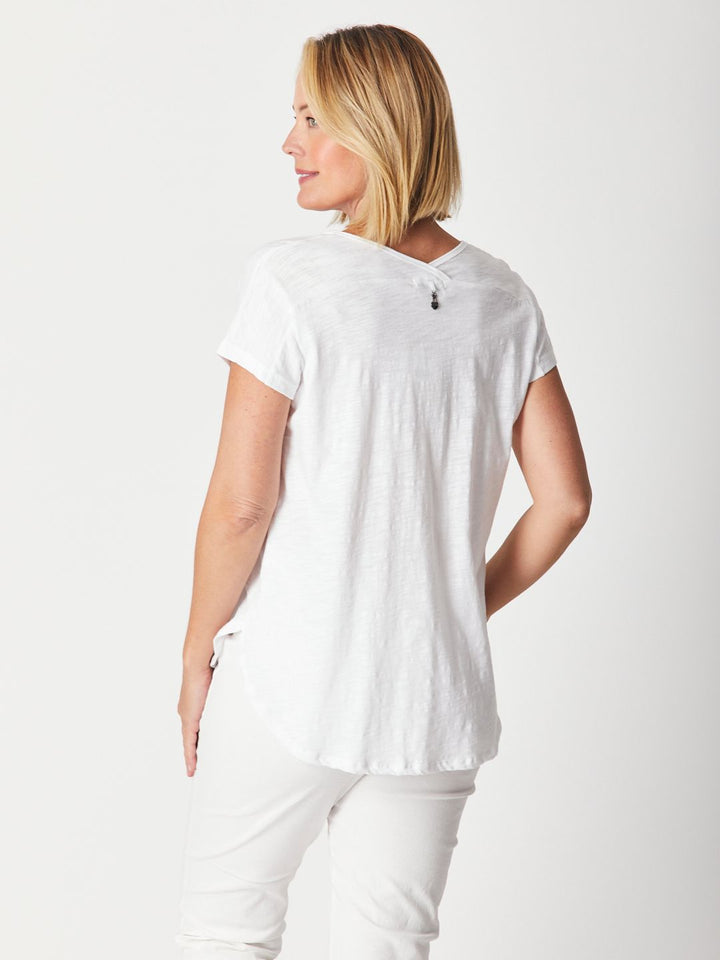 Cotton Blend Pocket Tee - White 22378-S